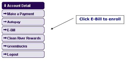 Visual view of e-bill sign up