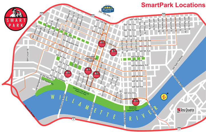 Map | Map of SmartPark Garages | The City of Portland, Oregon